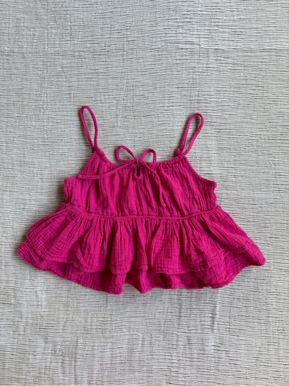 Arizona Jean Company Girls Hot Pink Ruffle Crop Tank